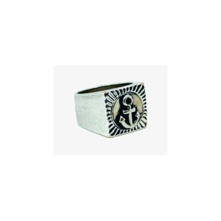 Bague en argent motif ancre