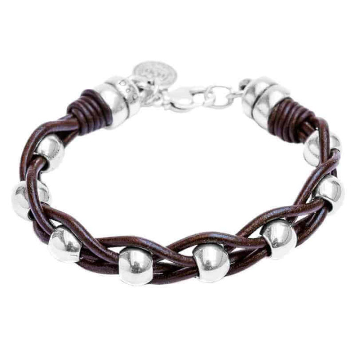 Men's Silver & Leather Bracelet | Handcrafted by b&g Spain