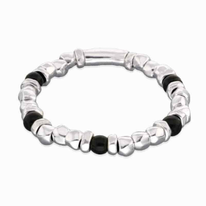 Black Silver Murano Pearl Bracelet