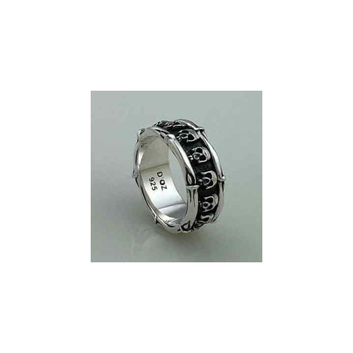 Anillo Cráneos Multiples Plata