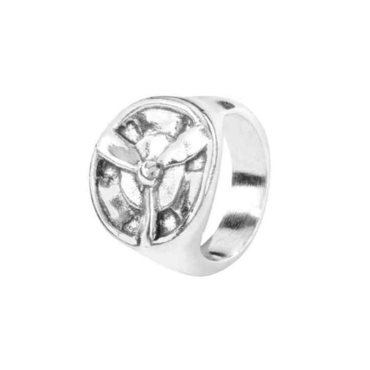 Round Signet Silver Ring