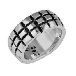 Bague Argent Encoches Carrées