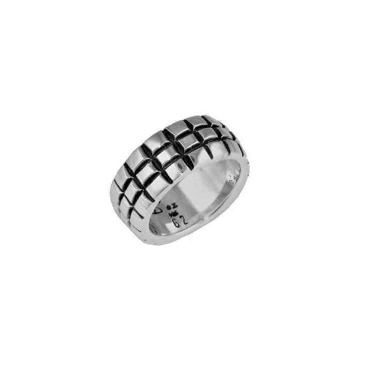 Silberner Ring Quadratisches Kerben Design