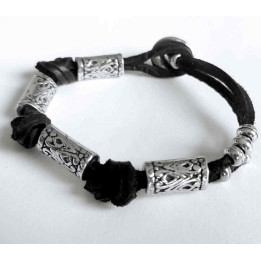 Men’s Black Leather Bracelet Rockstyle