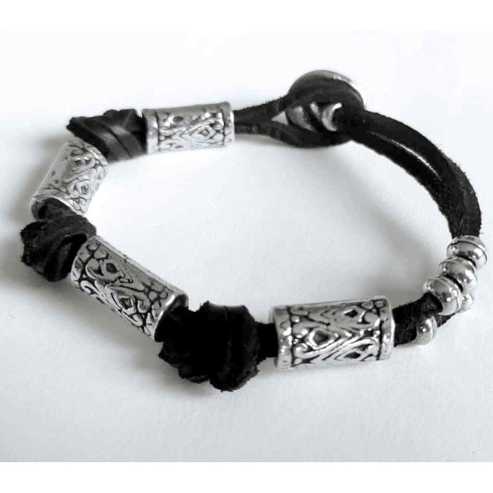Men’s Black Leather Bracelet Rockstyle