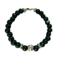 Bracelet perles en bois noir