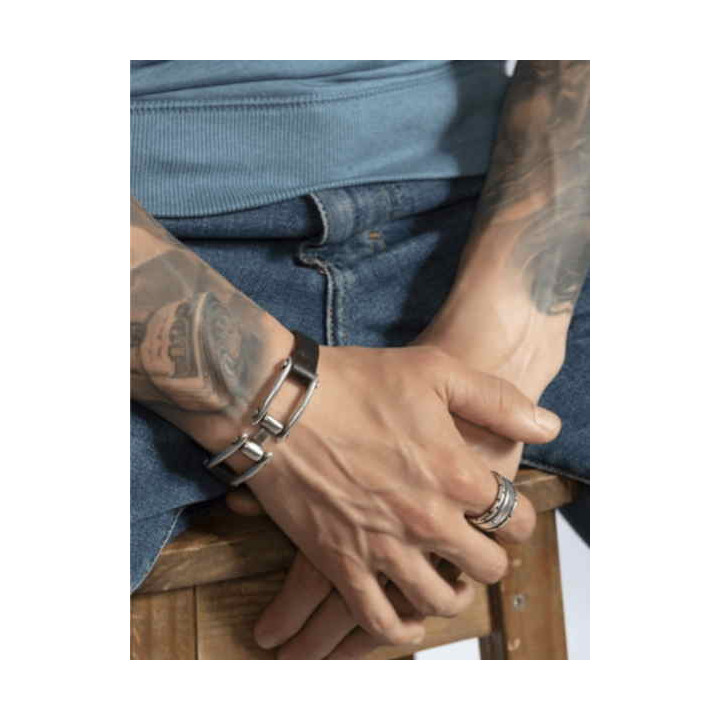Pulsera Cuero Marron Estilo Masculino