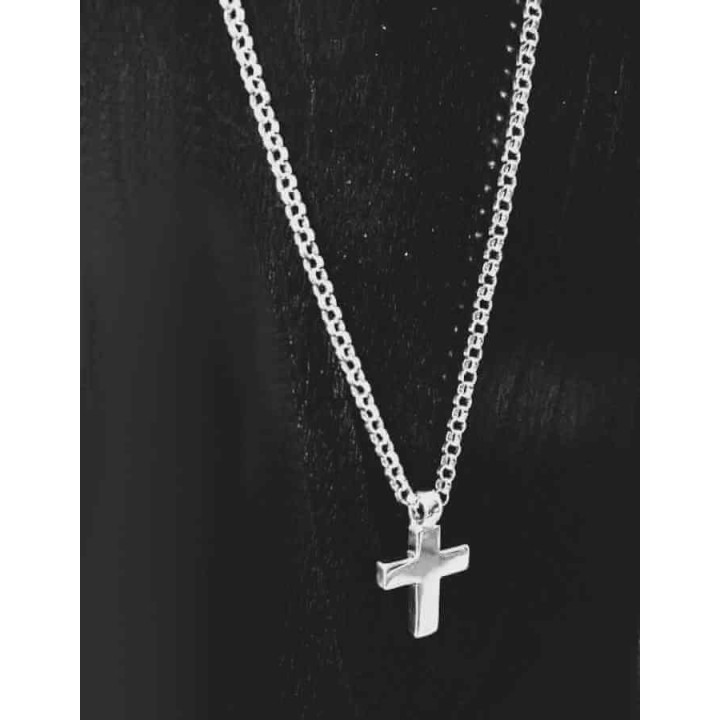 Silver Chain Necklace Cross Pendant