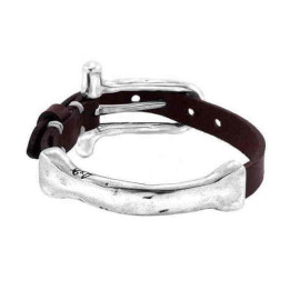 Lederarmband Hammerschlag Silberplatte - Modern Stilvoll