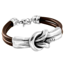 Pulsera cuero nudo plata