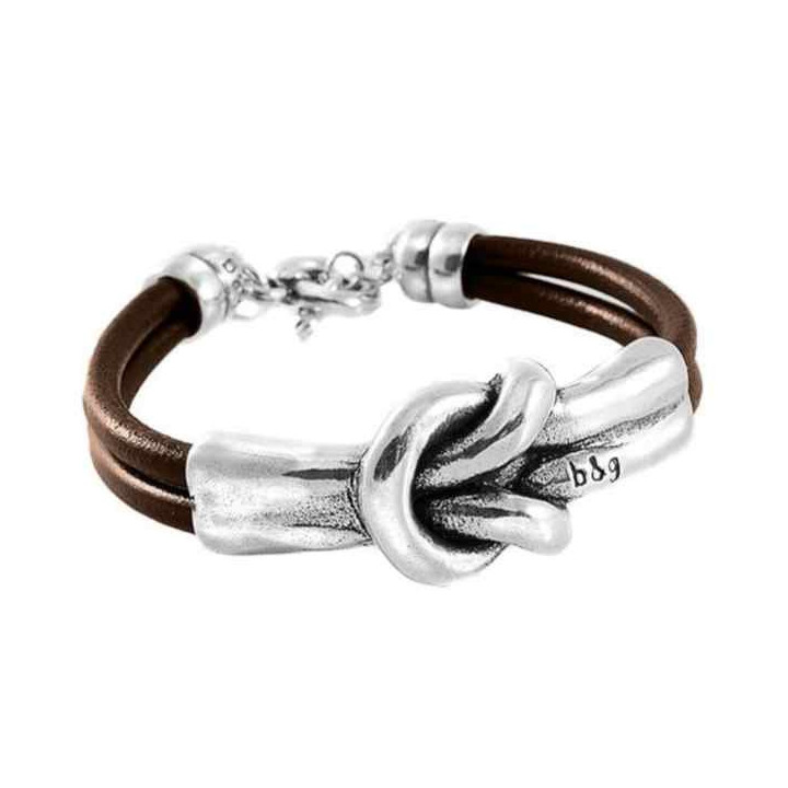 Leather Silver Knot Bracelet