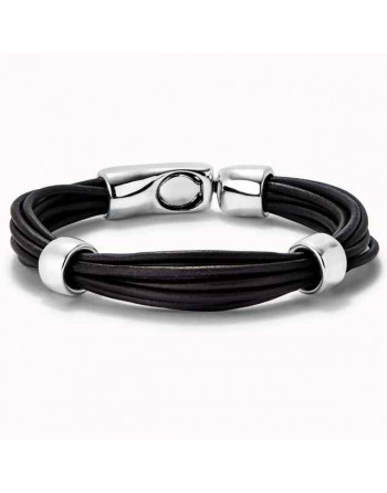 Herren Lederarmband 2 Silberklammern