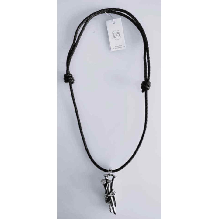 Four-Nail Leather Pendant Necklace