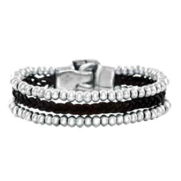 Dreireihiges Perlen Lederarmband