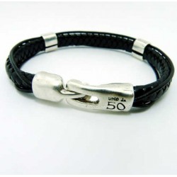 Black braided leather snake bracelet