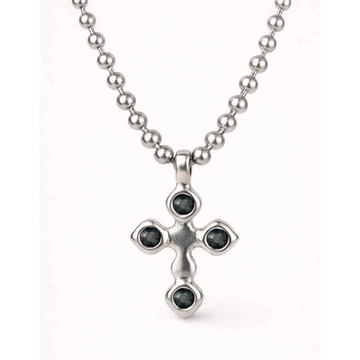 Black Cross Ball Chain Necklace