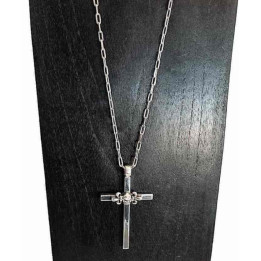 Collier Argent Pendentif Croix Crâne