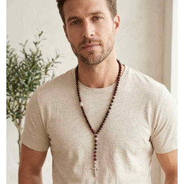 Collier Céramique Perles Pendentif Croix