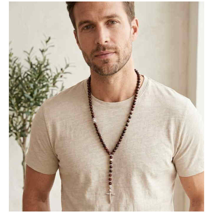 Ceramic Pearl Cross Pendant Necklace