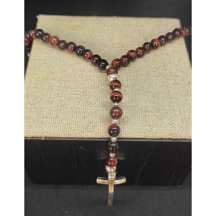 Collar Colgante Cruz Perlas Cerámica