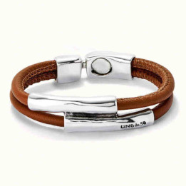 Pulsera Cuero Cognac Dos Filas