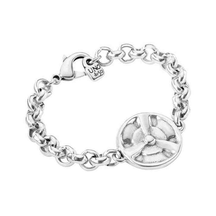 Silver Chain Bracelet Round Pendant