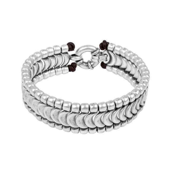 Maenner Silberarmband Schuppen Ornamente