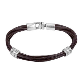 Mens Brown Multistrand Leather Bracelet