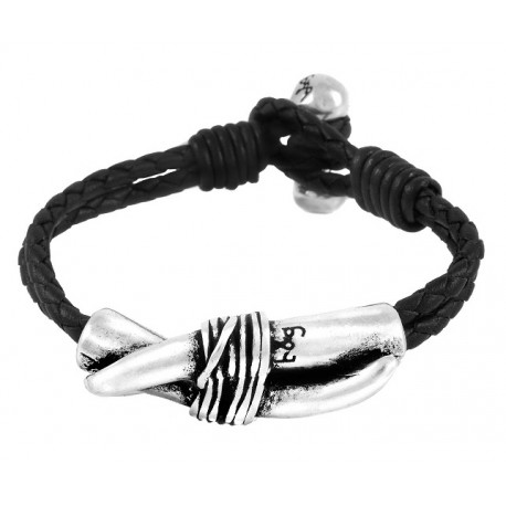 Silver Fang Leather Bracelet
