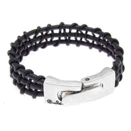Bracelet Cuir Marron Tressé