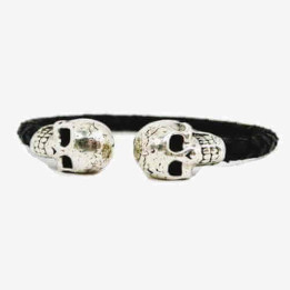 Pulsera Cuero Doble Calavera
