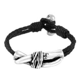 Bracelet Noir Breloque Croc Argenté
