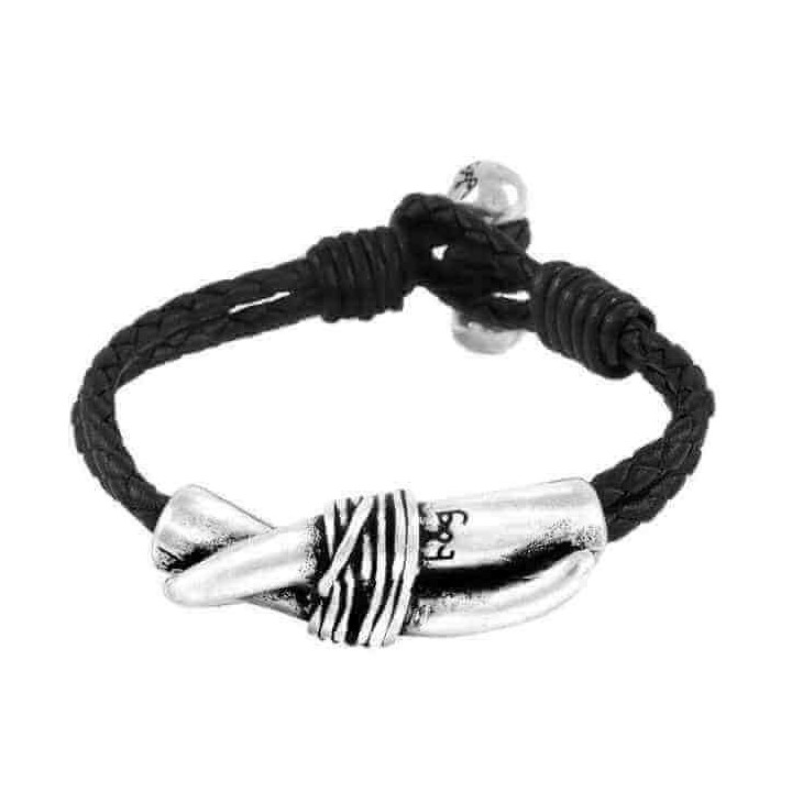Schwarzes Lederarmband Silber Reisszahn