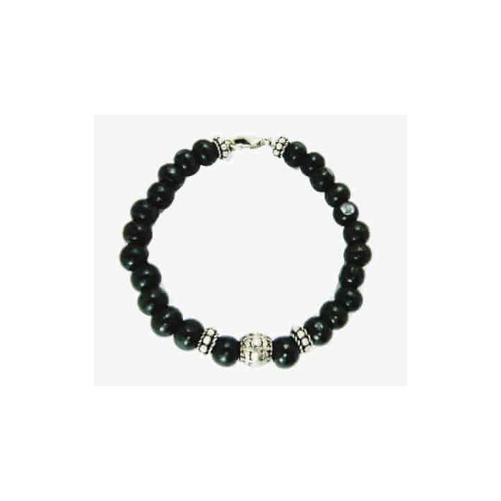 Bracelet Perles Bois Noir