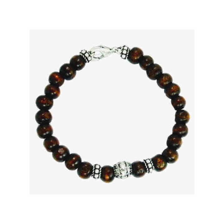 Pulsera Cuentas Madera Marron